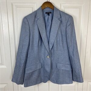 ❤️Lands' End - Blue Wool Linen Silk Single Breasted Blazer - 12